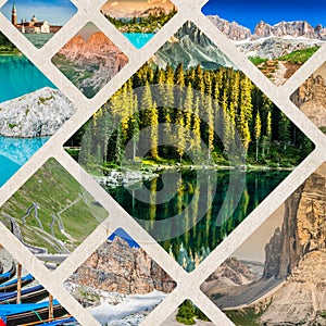 Collage of tourist photos of the Italy