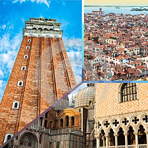 Collage of tourist photos of the Italy