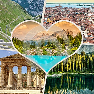 Collage of tourist photos of the Italy