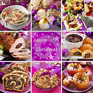 Collage with traditional christmas food