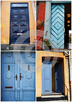 Collage of traditional front doors Denmark