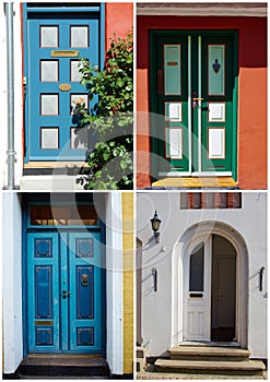 Collage of traditional front doors Denmark