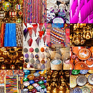 Collage of traditional Moroccan crafts