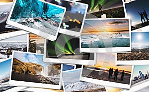 Collage of traveling picture photograph in Iceland, keeping best memories of happy day photo