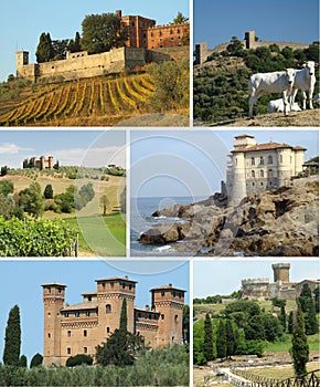 Collage with tuscan castles