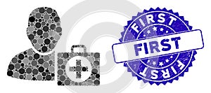 Collage User First Aid Icon with Grunge First Seal