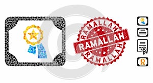 Collage Valid Diploma Icon with Distress Ramallah Stamp