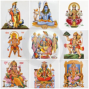 Collage with variety of asian religious symbols photo
