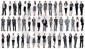 Collage of a variety of business people standing in a row