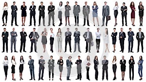 Collage of a variety of business people standing in a row