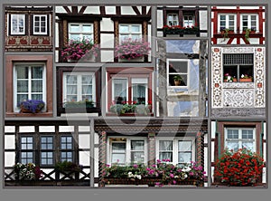 Collage of variety windows in the cities of west germany