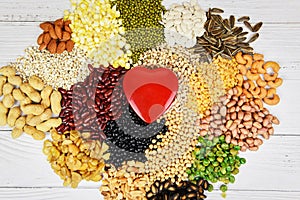 Collage various beans mix peas agriculture of natural healthy food for cooking ingredients background - Set of different whole