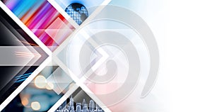 collage of various blurry abstract images as business technology background or presentation slide cover with copy space for