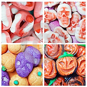 Collage of various candies and Swets halloween photo