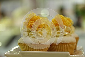 Collage of various cupcakes in decorative cup