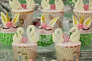 Collage of various cupcakes in decorative cup