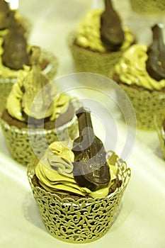 Collage of various cupcakes in decorative cup