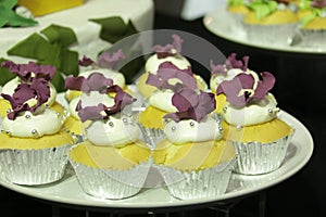 Collage of various cupcakes: vanilla