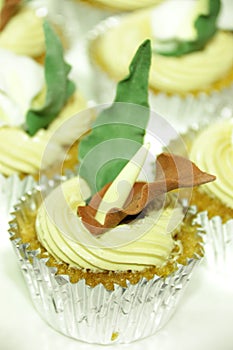 Collage of various cupcakes: vanilla