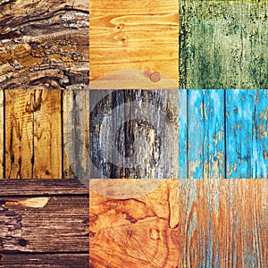 Collage of various different wood texture samples