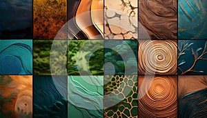 A collage of various natural earth textures mixed in beautiful abstract background