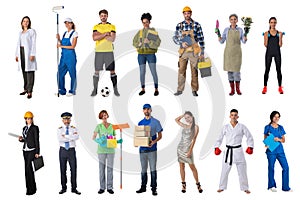 Collage of various occupations people photo