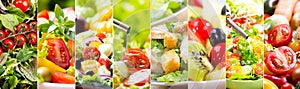 Collage of various salad