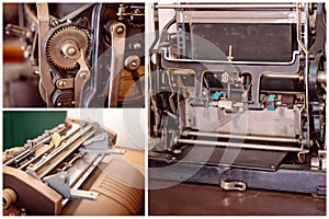 Collage Of A Vintage Printing Machine