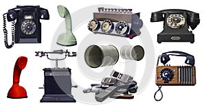 Collage of vintage telephones