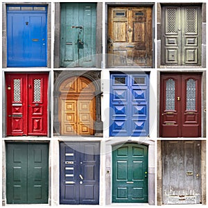 Collage of  vintage  wooden doors