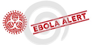 Collage Virus Hazard Icon with Grunge Ebola Alert Line Seal