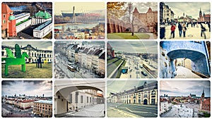 Collage of Warsaw attractions