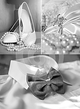 A collage of wedding photos, fashion, beauty