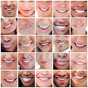 Collage of white smiles photo