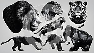 A collage of wild animals