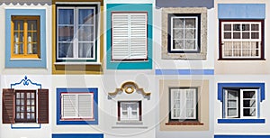 Collage of windows from Vila Nova de Milfontes, Portugal