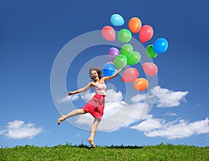 Collage with woman barely touching earth flight photo