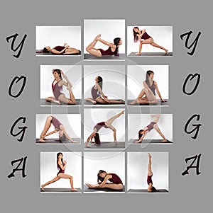 Collage of Woman in Yoga Poses