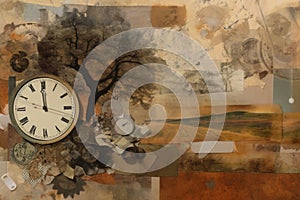 collage with words and images, inspired by the fleeting nature of time