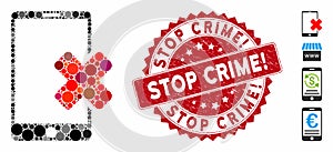 Collage Wrong Smartphone Icon with Distress Stop Crime! Seal