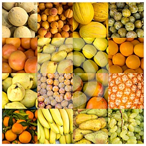 Collage of yellow and orange fruits