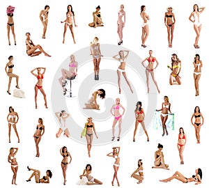 A collage of young women in different poses