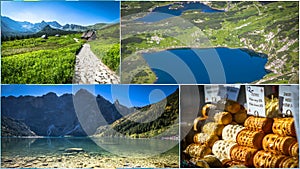 Collage of Zakopane mountains national park in Polonia