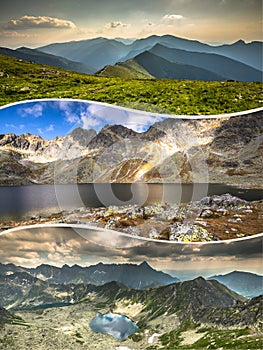 Collage of Zakopane mountains national park in Polonia photo