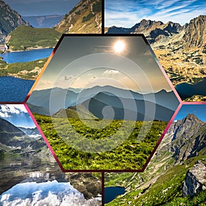 Collage of Zakopane mountains national park in Polonia photo