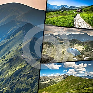 Collage of Zakopane mountains national park in Polonia photo