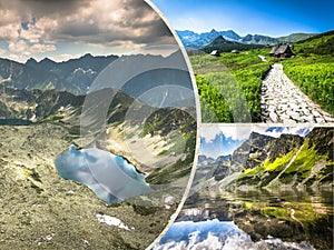 Collage of Zakopane mountains national park in Polonia photo