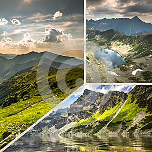 Collage of Zakopane mountains national park in Polonia photo