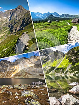 Collage of Zakopane mountains national park in Polonia photo