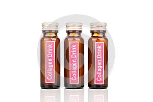 Collagen drinks in bottle as supplement for beauty, anti ageing and wellness